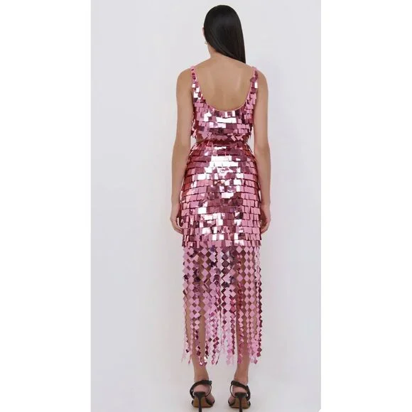 Jonathan Simkhai Pink Sequin Midi Skirt - Picture 14 of 16